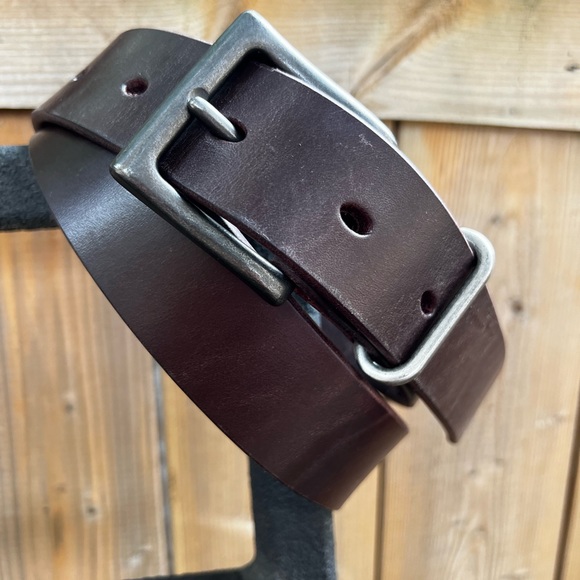 Small batch individually handmade 14oz leather belt. 1 1/4 and 1 1/2 inch width. - Picture 6 of 8